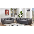 Legend Vansen Modern Velvet Fabric Living Room Sofa and Loveseat Set in Gray