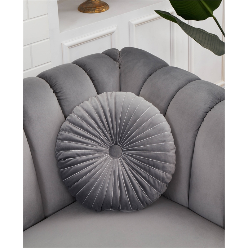 Legend Vansen Modern Velvet Fabric Living Room Sofa and Loveseat Set in Gray