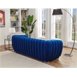 Legend Vansen Modern Velvet Fabric Living Room Sofa and Loveseat Set in Blue
