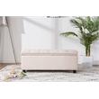 Legend Vansen Tufted Modern Fabric Storage Ottoman with Nailhead Trim in Cream