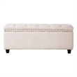 Legend Vansen Tufted Modern Fabric Storage Ottoman with Nailhead Trim in Cream