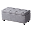 Legend Vansen Tufted Modern Fabric Storage Ottoman with Nailhead Trim in Gray