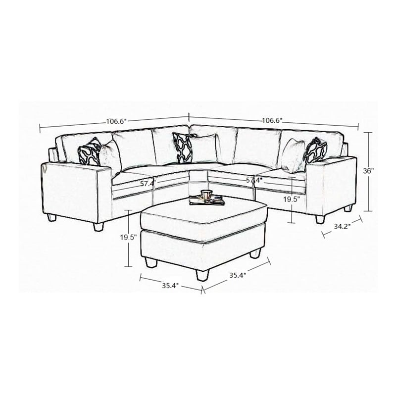 Legend Vansen Fabric Flexible Combination Module Reversible Sectional Sofa