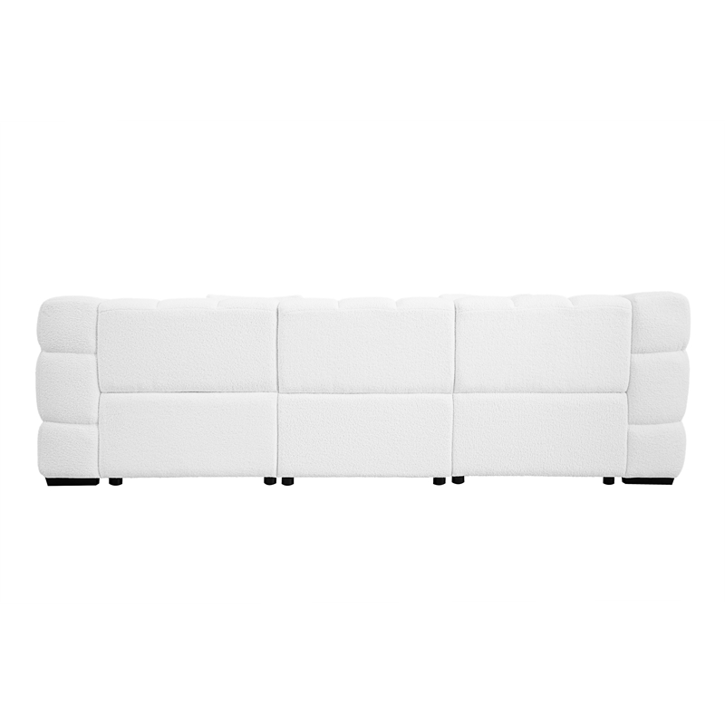 Legend Vansen 105'' Comfortable Boucle Large Sofa With Ottoman in White