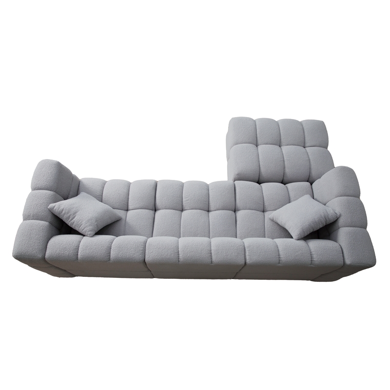 Legend Vansen 105'' Comfortable Boucle Large Sofa With Ottoman in Gray