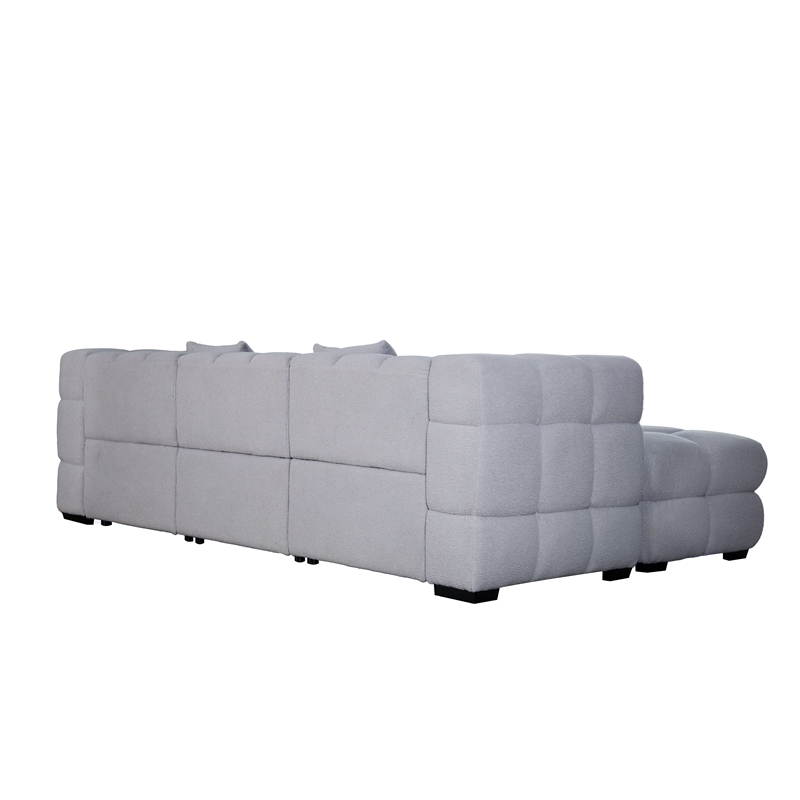 Legend Vansen 105'' Comfortable Boucle Large Sofa With Ottoman in Gray