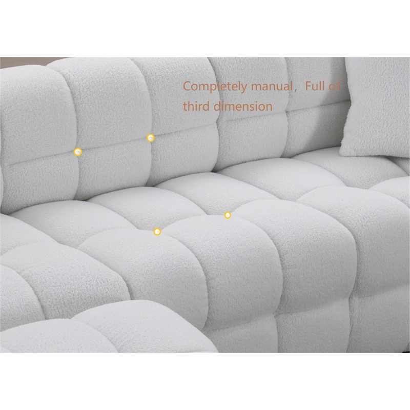 Legend Vansen 105'' Comfortable Boucle Large Sofa With Ottoman in Gray
