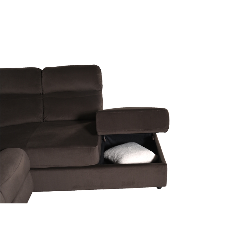 Legend Vansen 111.4'' Comfortable Recliner Sectional Storage Sofa in Brown