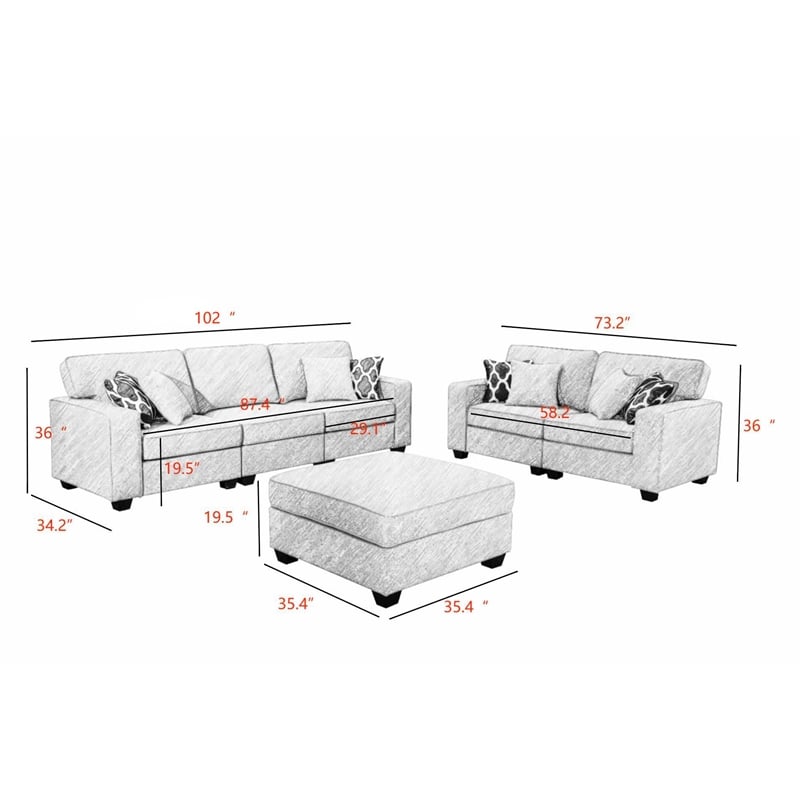 Legend Vansen Fabric Flexible Combination Module Reversible Sectional Sofa