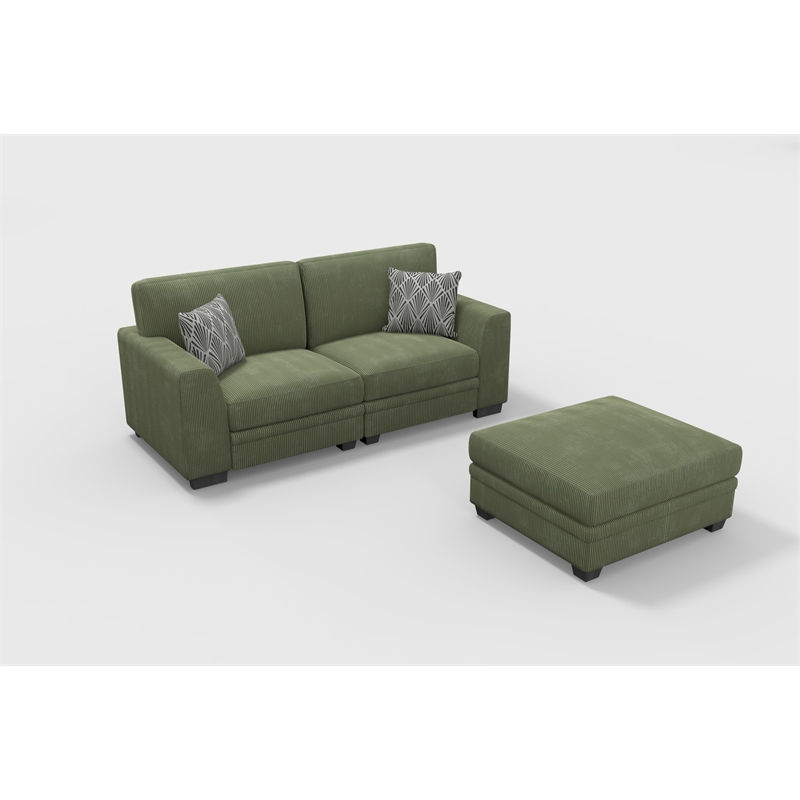 Legend Vansen 3PCS Corduroy Chaise Lounges Loveseat Couch Sectional Olive