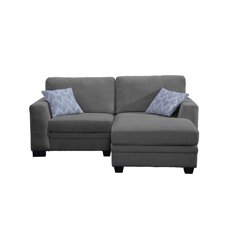 Legend Vansen 3PCS Corduroy Chaise Lounges Loveseat Couch Sectional Dark Grey