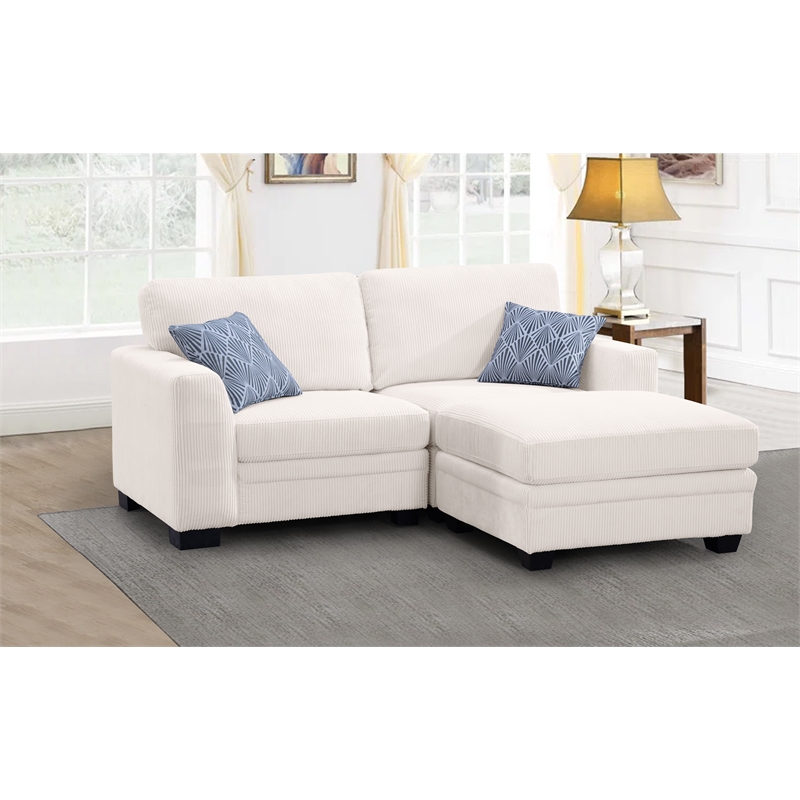 Legend Vansen 3PCS Corduroy Chaise Lounges Loveseat Couch Sectional Cream