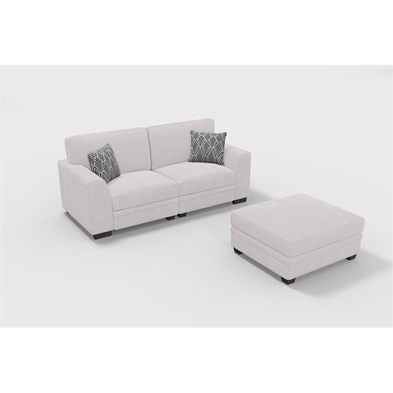 Legend Vansen 3PCS Corduroy Chaise Lounges Loveseat Couch Sectional Cream