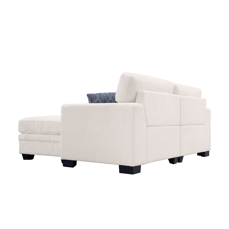 4PCS Corduroy Lounges Loveseat Couch Chaises Longues Cream