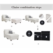 4PCS Corduroy Lounges Loveseat Couch Chaises Longues Cream
