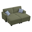 4PCS Corduroy Lounges Loveseat Couch Chaises Longues Olive