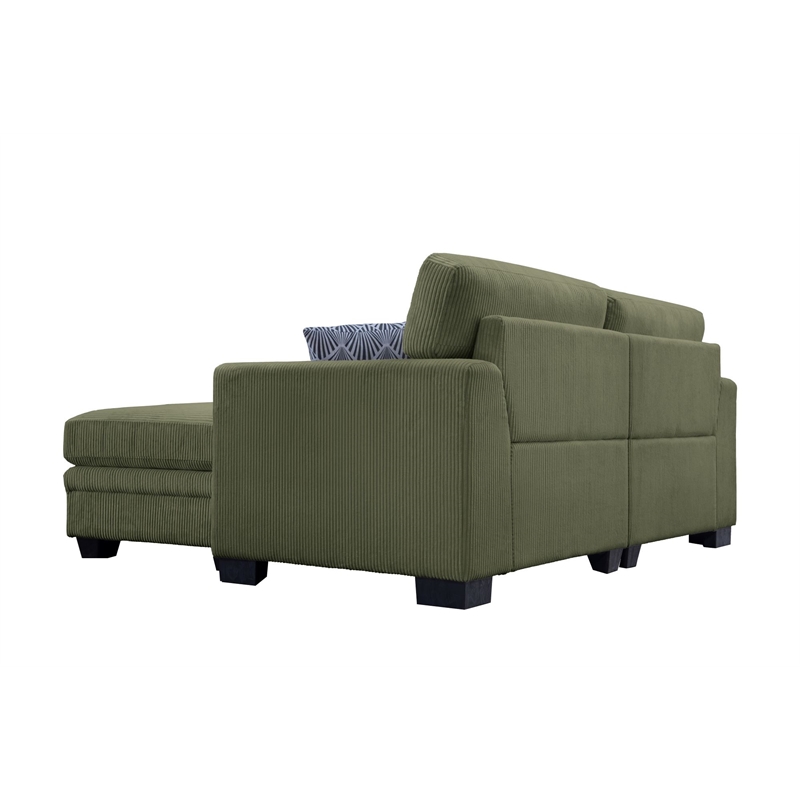 4PCS Corduroy Lounges Loveseat Couch Chaises Longues Olive