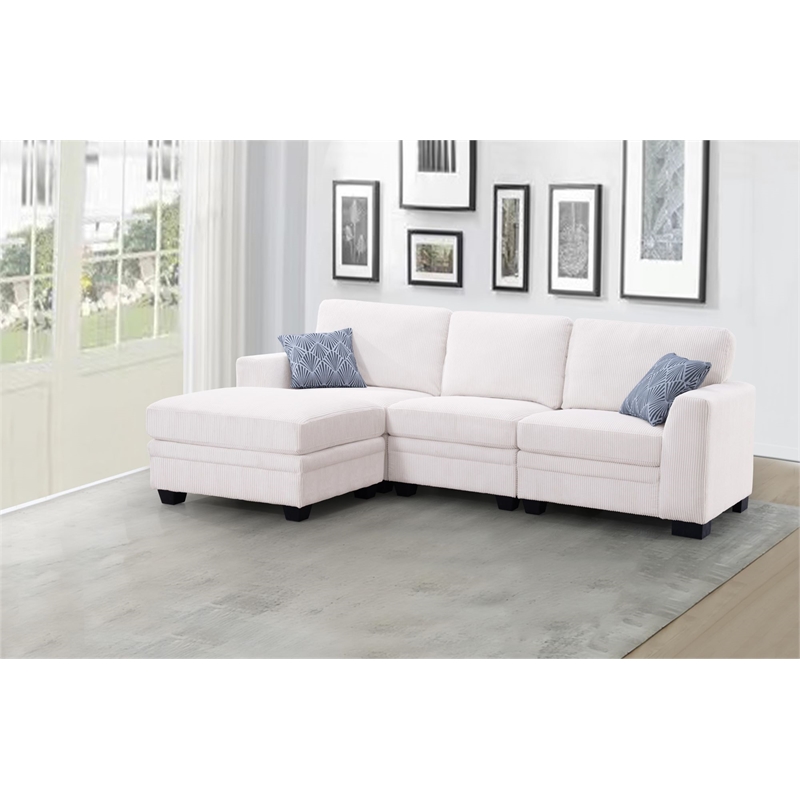 4 PCS Corduroy Flexible Combination Sectional Sofa Cream
