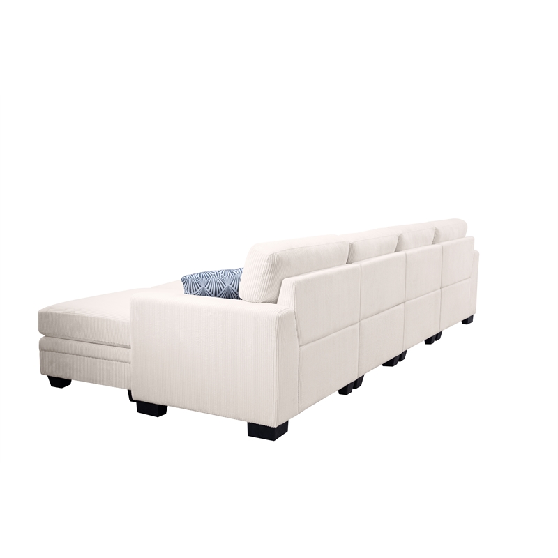 4 PCS Corduroy Flexible Combination Sectional Sofa Cream