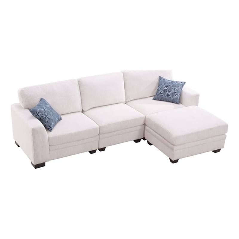 4 PCS Corduroy Flexible Combination Sectional Sofa Cream