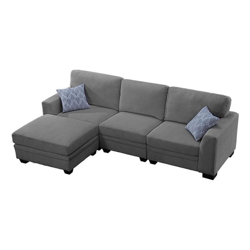 4 PCS Corduroy Flexible Combination Sectional Sofa Dark Grey