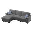 4 PCS Corduroy Flexible Combination Sectional Sofa Dark Grey