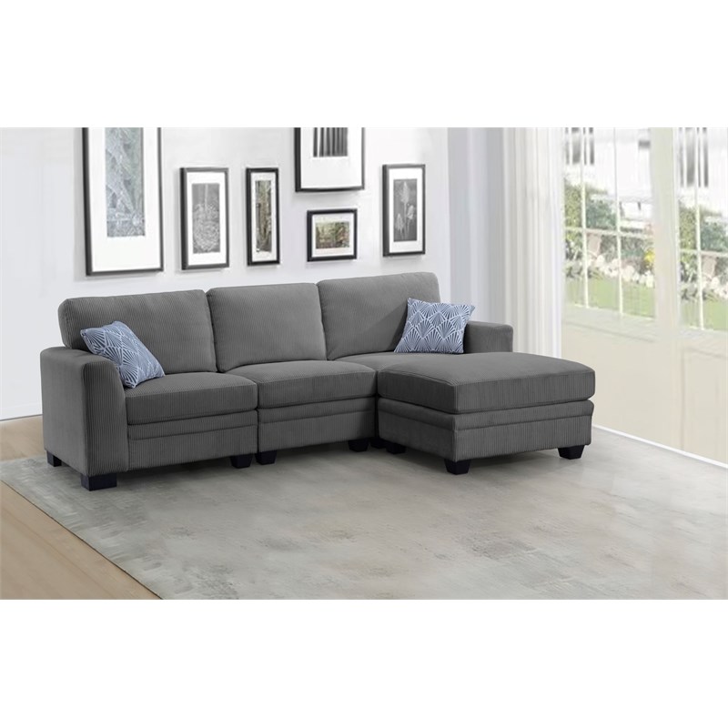 4 PCS Corduroy Flexible Combination Sectional Sofa Dark Grey