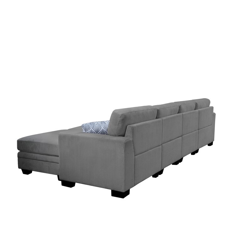 4 PCS Corduroy Flexible Combination Sectional Sofa Dark Grey