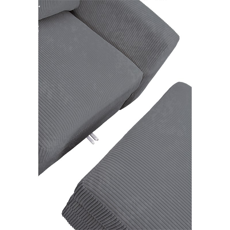 4 PCS Corduroy Flexible Combination Sectional Sofa Dark Grey