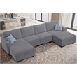 6 PCS Corduroy Flexible Combination Sectional Sofa Dark Grey