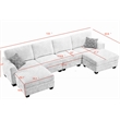 6 PCS Corduroy Flexible Combination Sectional Sofa Dark Grey