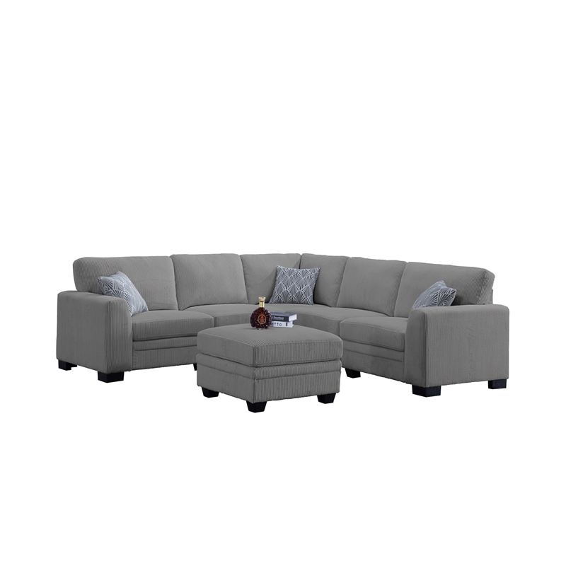 6 PCS Corduroy Flexible Combination Sectional Sofa Dark Grey