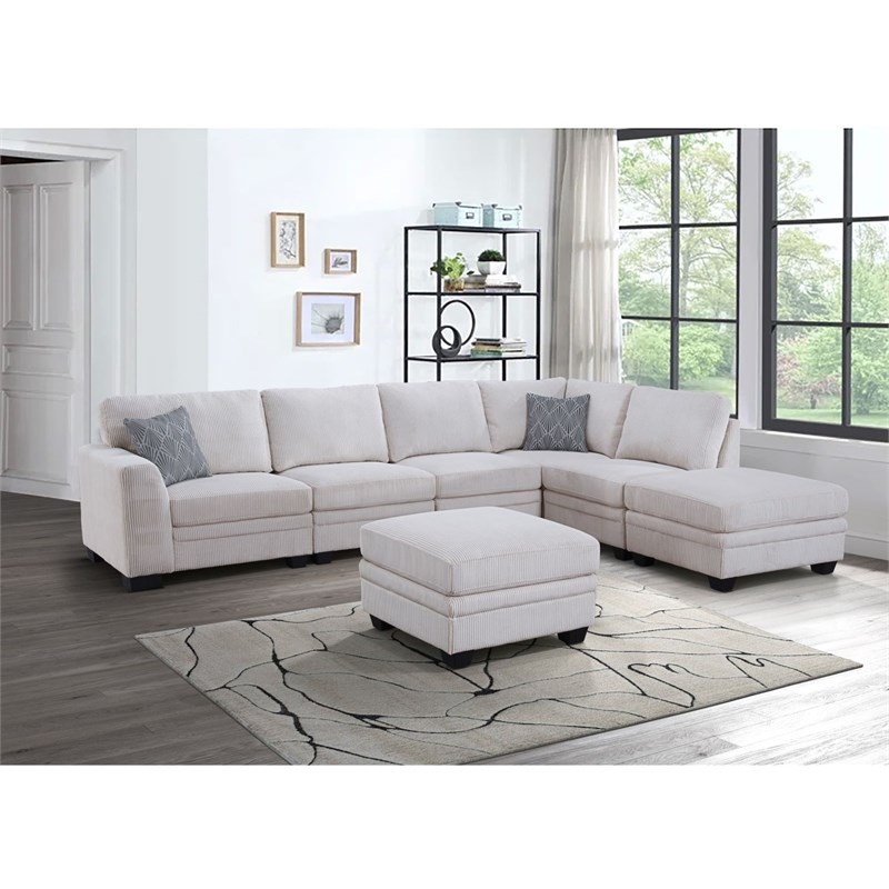 7 PCS Corduroy Flexible Combination Sectional Sofa Cream