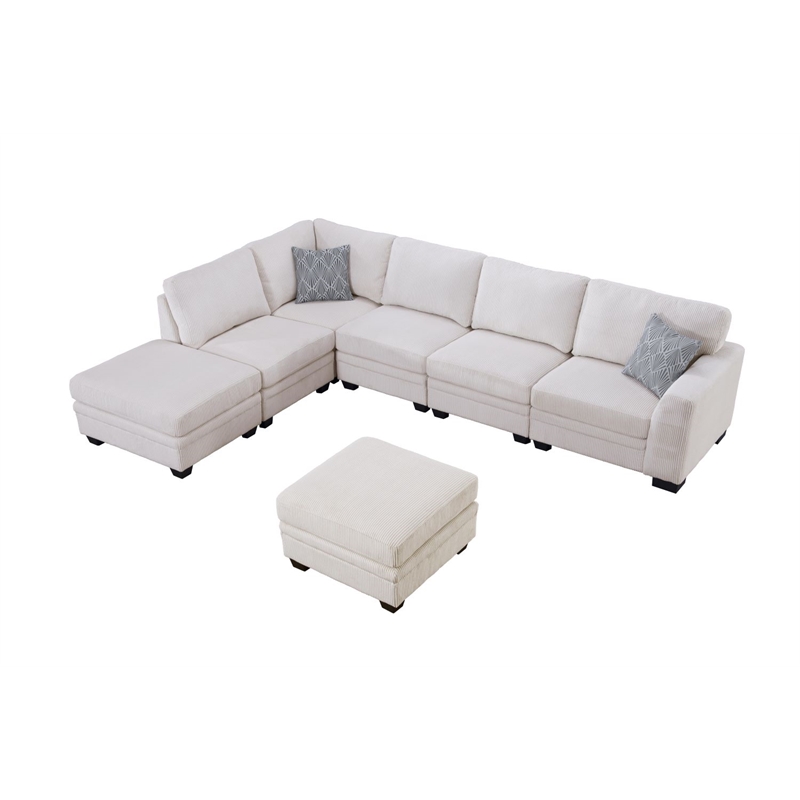 7 PCS Corduroy Flexible Combination Sectional Sofa Cream