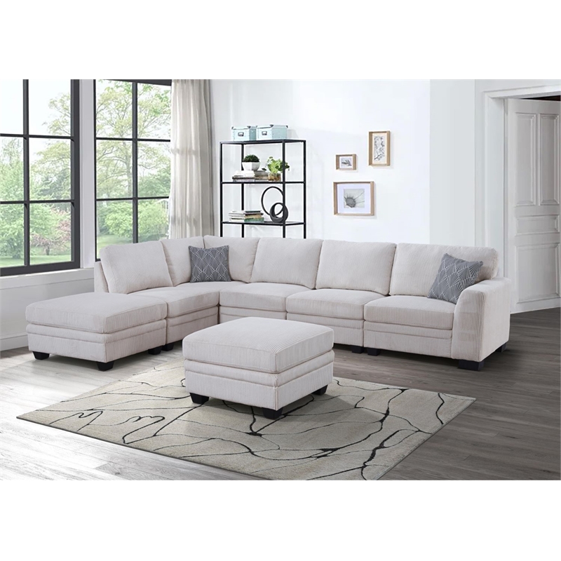 7 PCS Corduroy Flexible Combination Sectional Sofa Cream