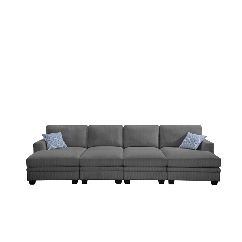 8 PCS Corduroy Flexible Combination Sectional Sofa Dark Grey