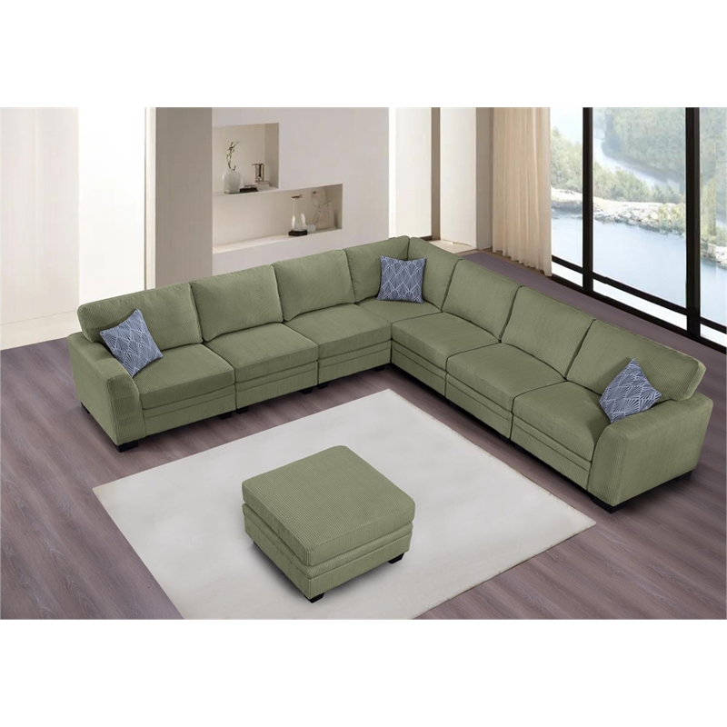 8 PCS Corduroy Flexible Combination Sectional Sofa Olive