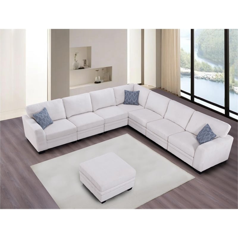 8 PCS Corduroy Flexible Combination Sectional Sofa Cream
