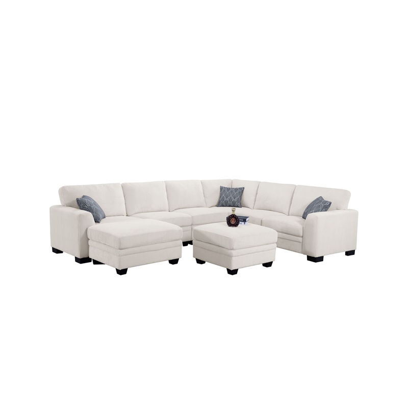 8 PCS Corduroy Flexible Combination Sectional Sofa Cream