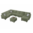 9 PCS Corduroy Flexible Combination Sectional Sofa Olive