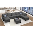 9 PCS Corduroy Flexible Combination Sectional Sofa Dark Grey