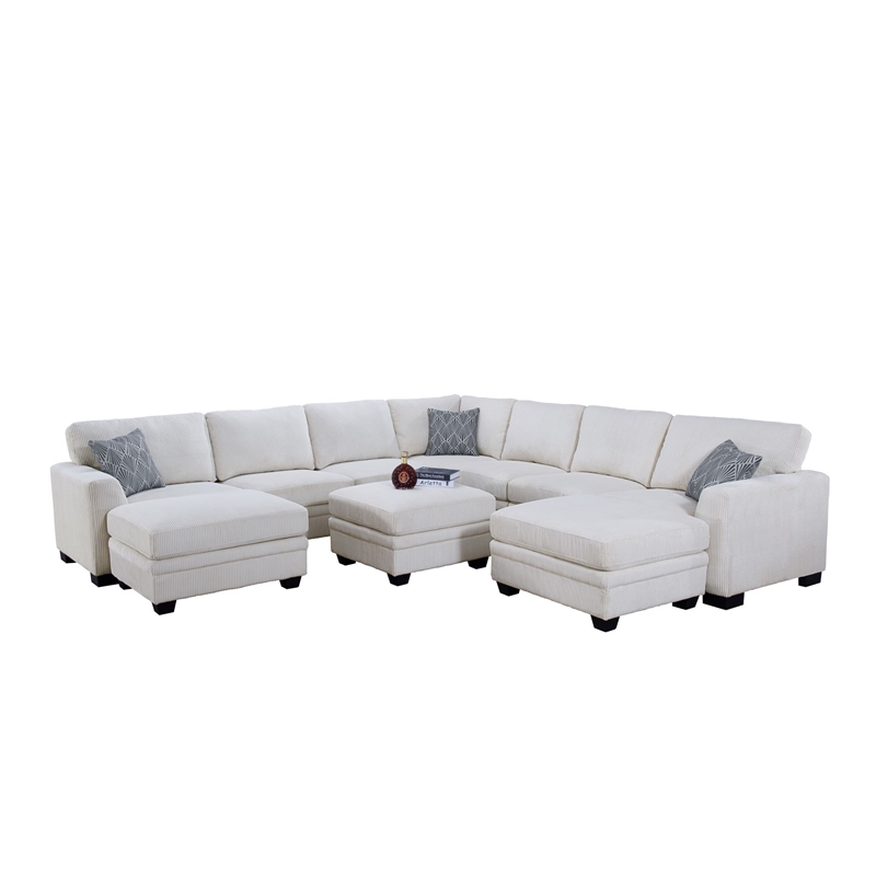 10 PCS Corduroy Flexible Combination Sectional Sofa Cream