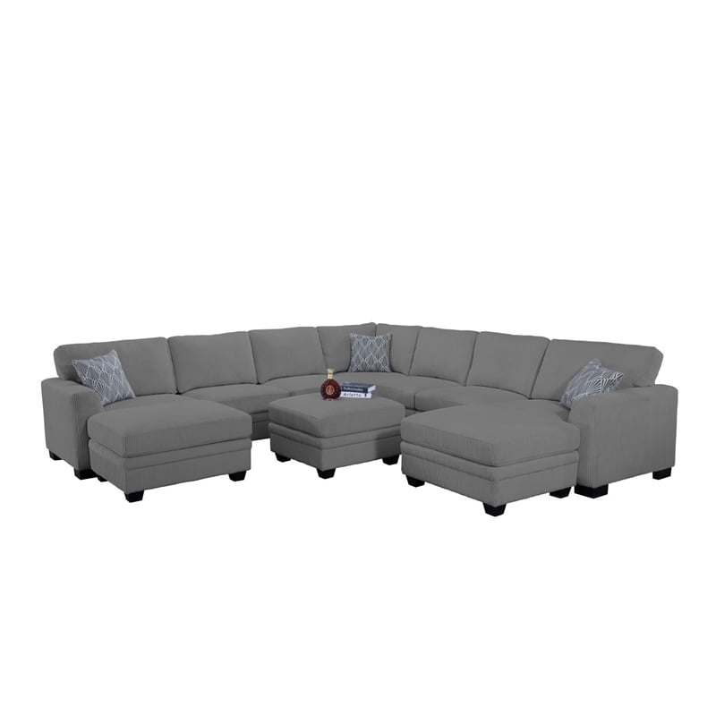 10 PCS Corduroy Flexible Combination Sectional Sofa Dark Grey
