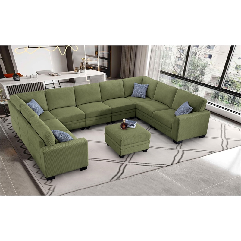10 PCS Corduroy Flexible Combination Sectional Sofa Dark Grey