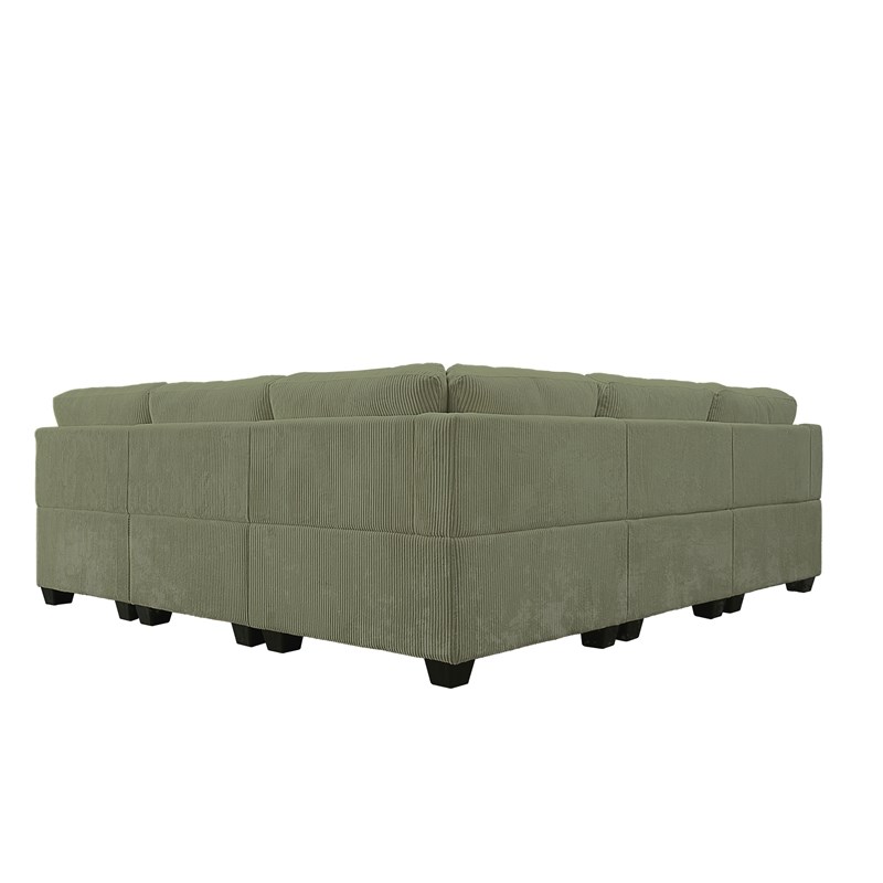 13 PCS Corduroy Flexible Combination Sectional Sofa Olive