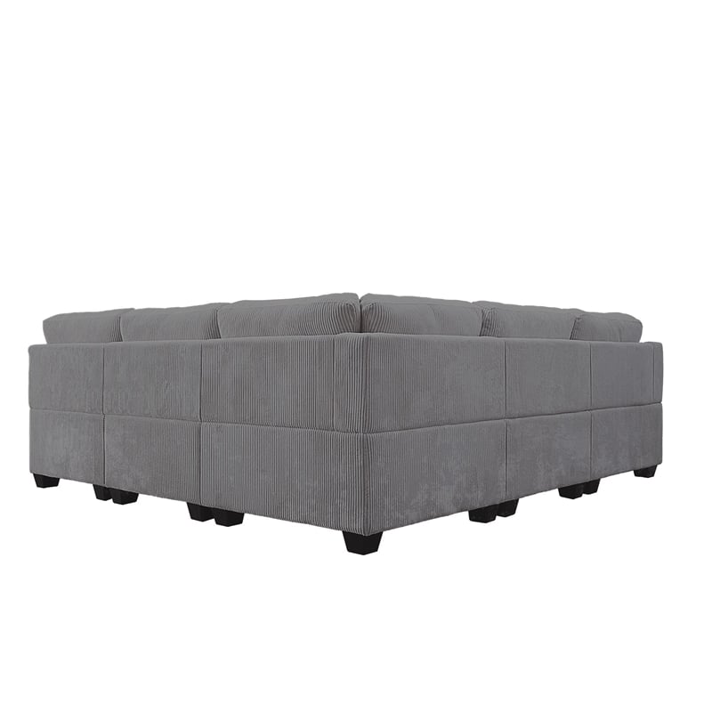 16 PCS Corduroy Flexible Combination Sectional Sofa Dark Grey