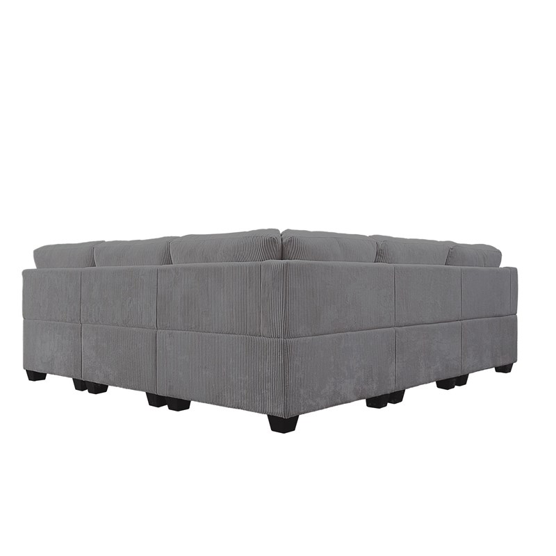 11 PCS Corduroy Flexible Combination Sectional Sofa Dark Grey
