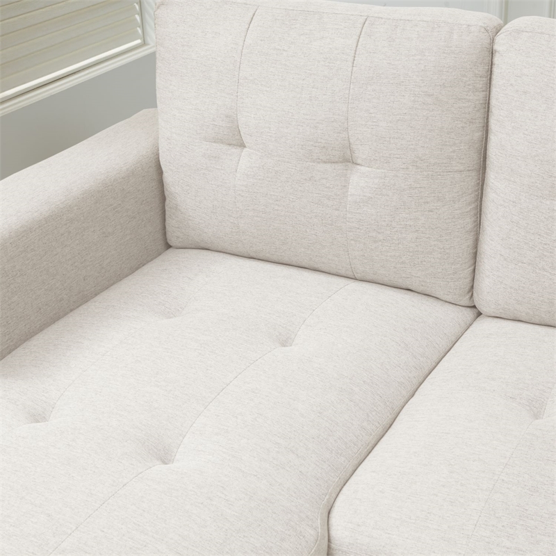 Storage Reversible Conversible Sectional Sofa Sleeper Cream