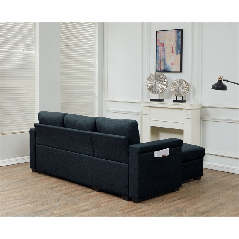Storage Reversible Conversible Sectional Sofa Sleeper Charcoal