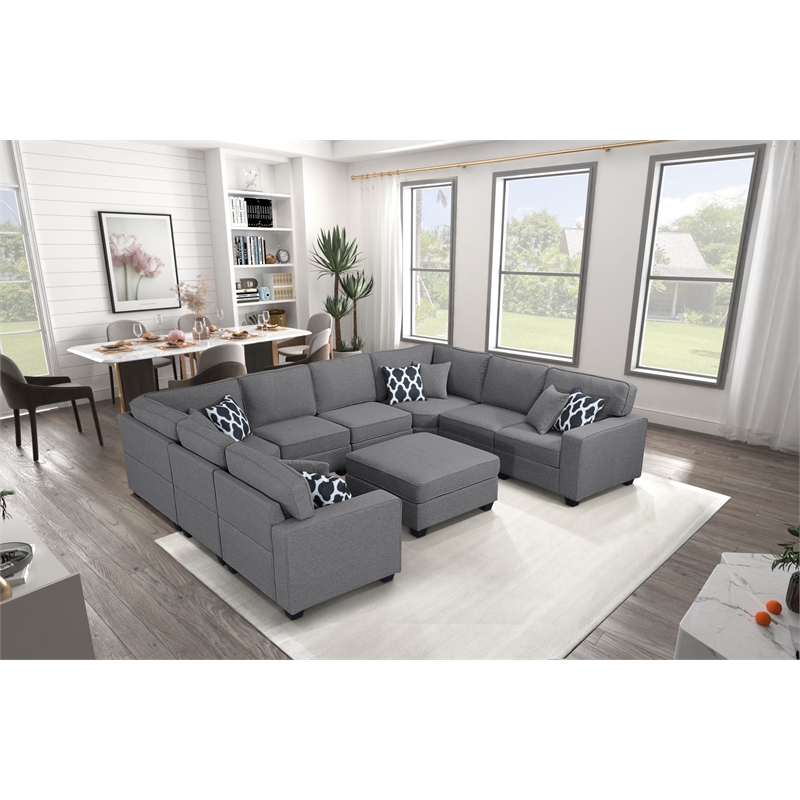 Fabric Flexible Combination Module Reversible Sectional Sofa Dark Grey